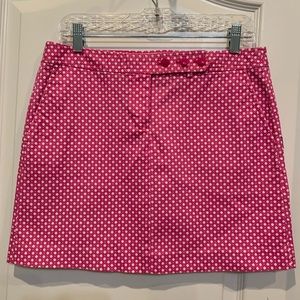 J Crew Stretch Skirt Pink with White Dots Size 8